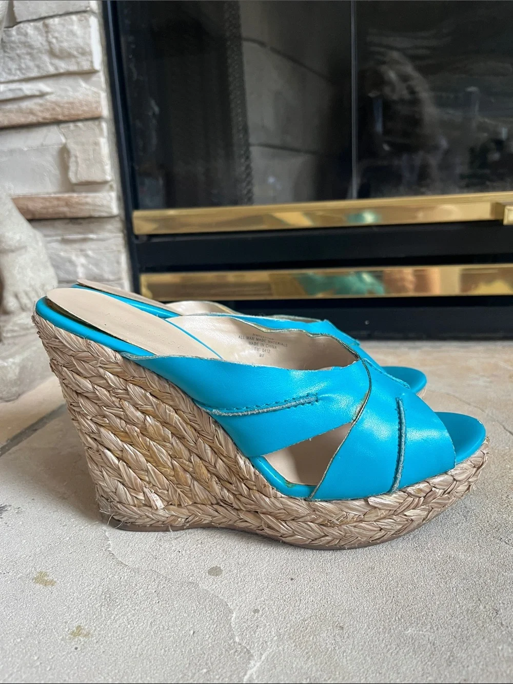 Nine West Turquoise Braided Espadrille Wedges